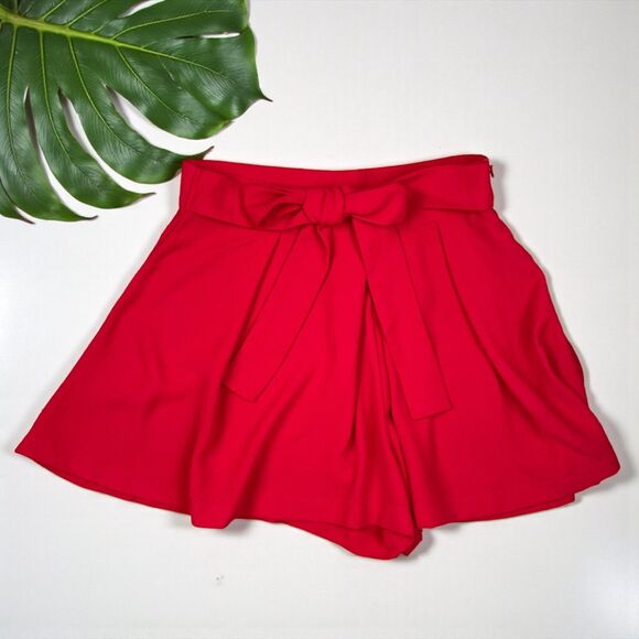 ZARA Red High-Waisted Tie-Front Skort - Picture 3 of 8